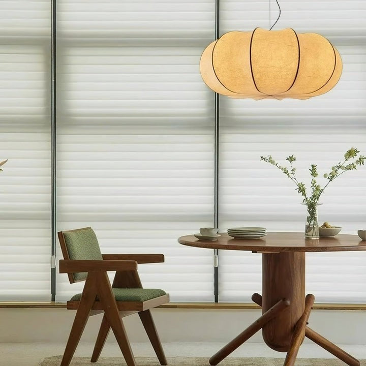 Oblate-Shaped Silk Pendant Light