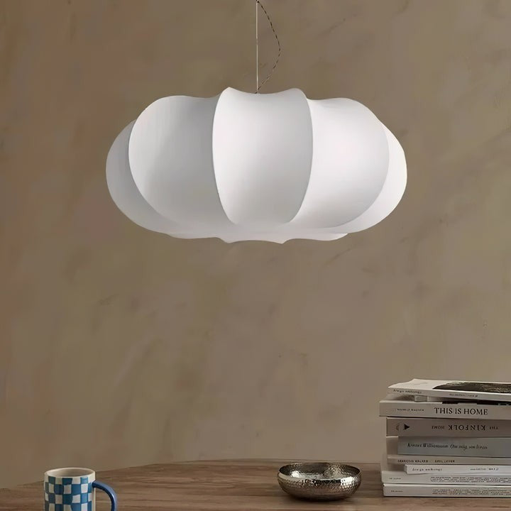 Oblate-Shaped Silk Pendant Light