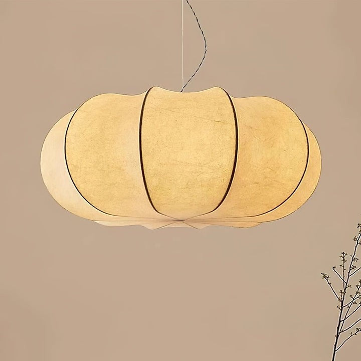 Oblate-Shaped Silk Pendant Light