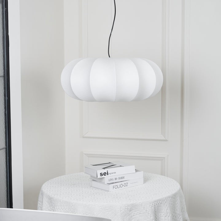 Oblate-Shaped Silk Pendant Light
