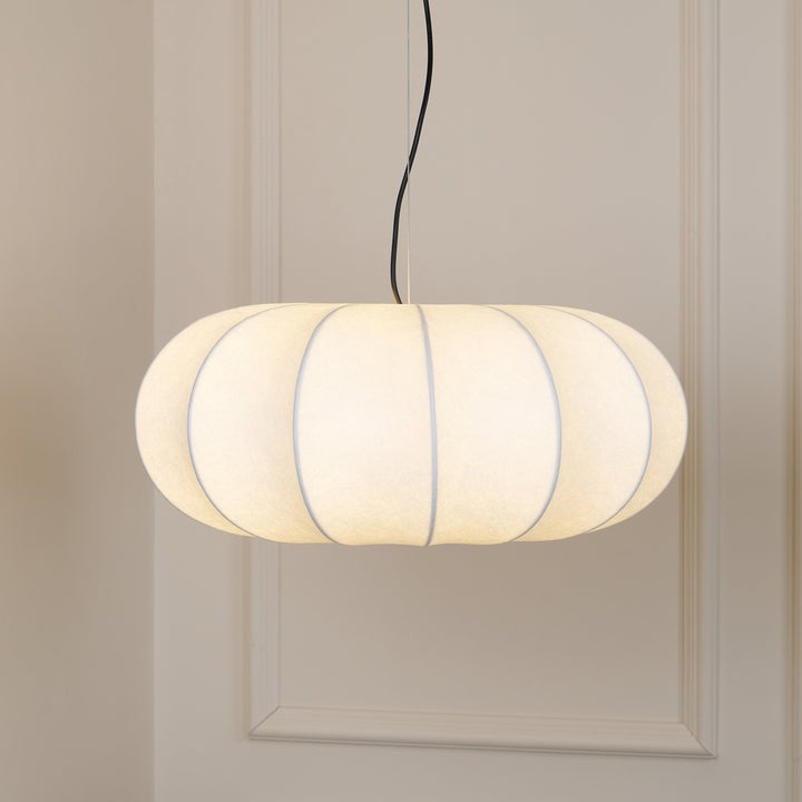 Oblate-Shaped Silk Pendant Light