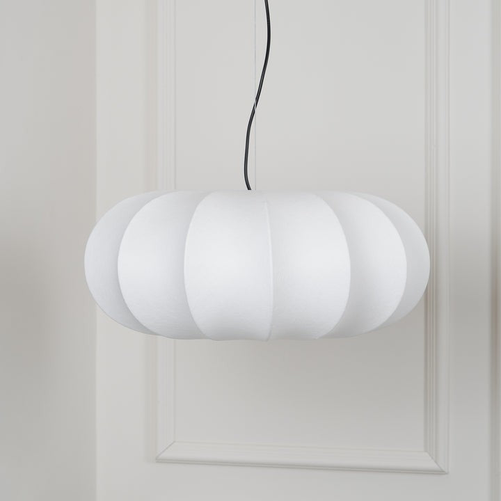 Oblate-Shaped Silk Pendant Light