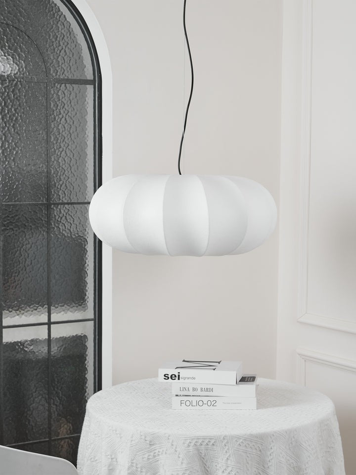 Oblate-Shaped Silk Pendant Light