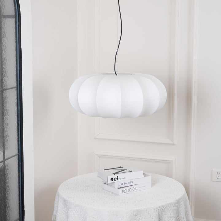Oblate-Shaped Silk Pendant Light