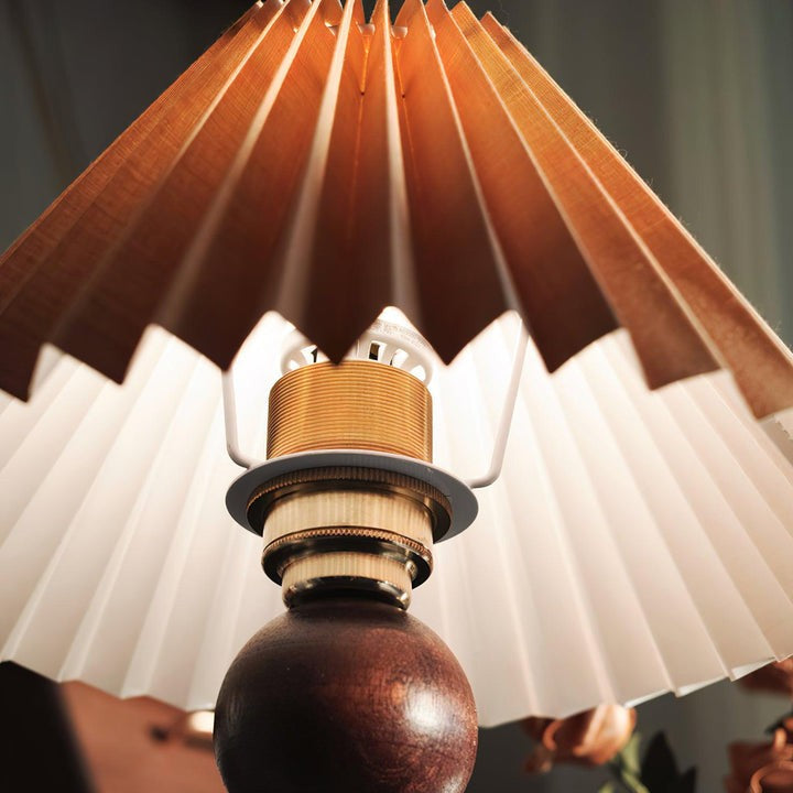 Pleated Fabric Candle Melting Table Lamp – Wood & Iron