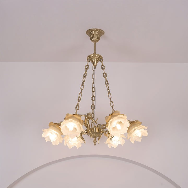 Renaissance Brass Pendant Light with Cupid Statuettes