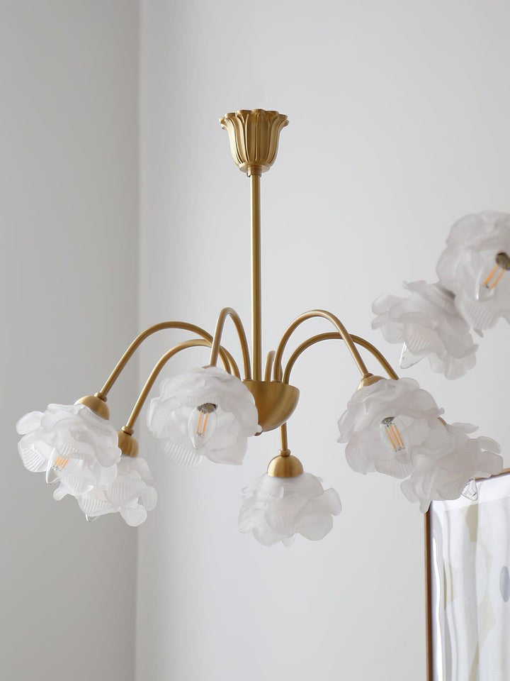 Romantic Rose Bloom Glass & Copper Chandelier