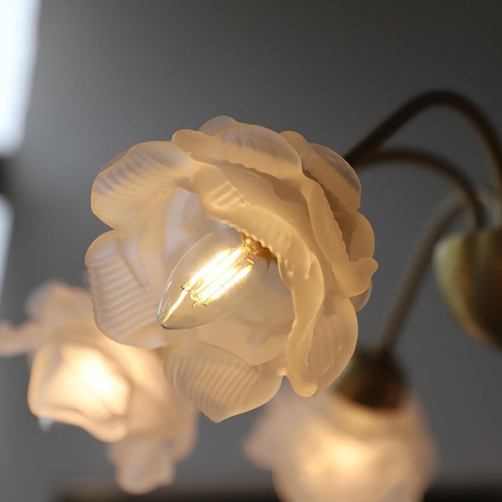 Romantic Rose Bloom Glass & Copper Chandelier