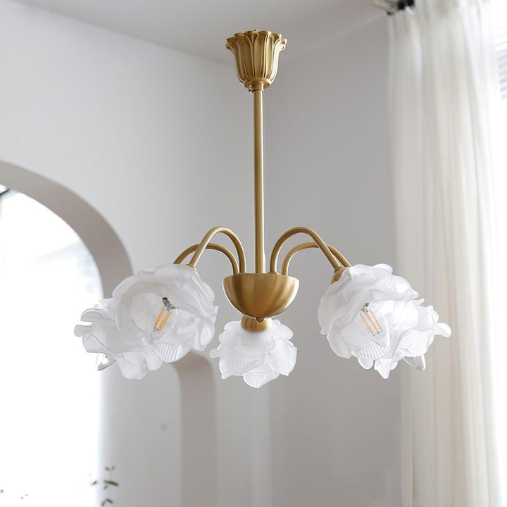Romantic Rose Bloom Glass & Copper Chandelier