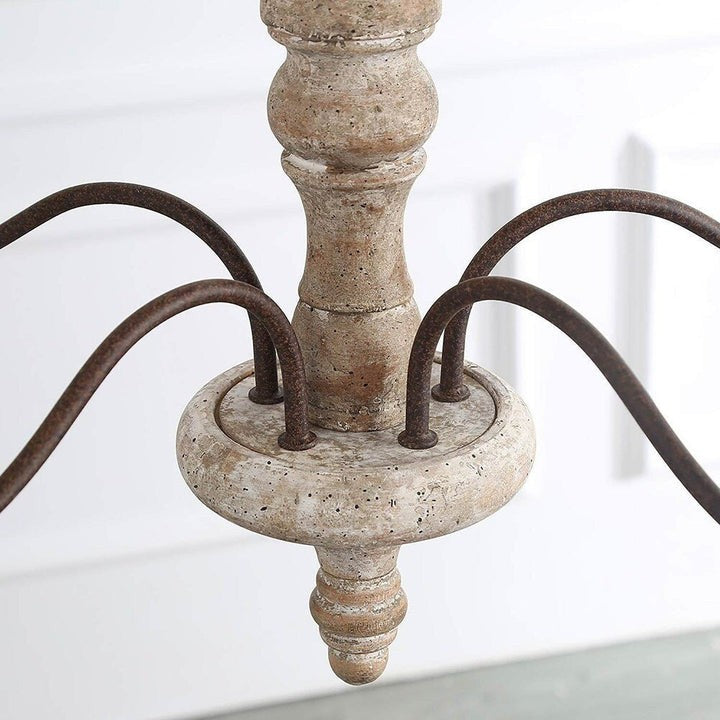 Rustic 5-Light Farmhouse Candlestick Chandelier - Distressed Wood & Metal