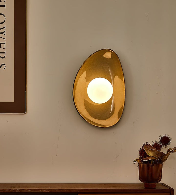 Stone-Inspired Ceramic Disc LED Wall Sconce
