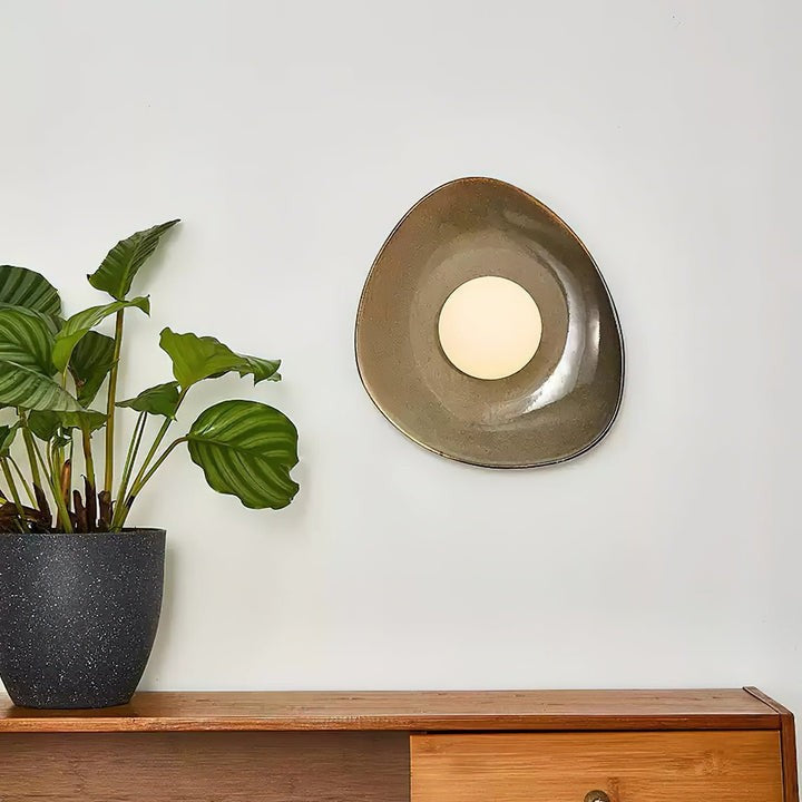 Stone-Inspired Ceramic Disc LED Wall Sconce