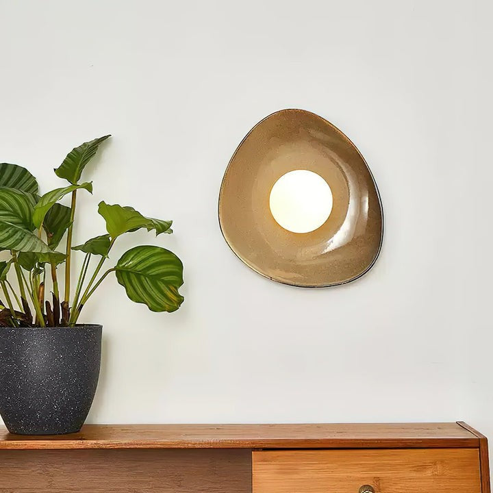 Stone-Inspired Ceramic Disc LED Wall Sconce
