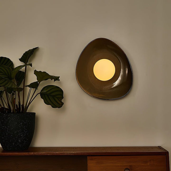 Stone-Inspired Ceramic Disc LED Wall Sconce