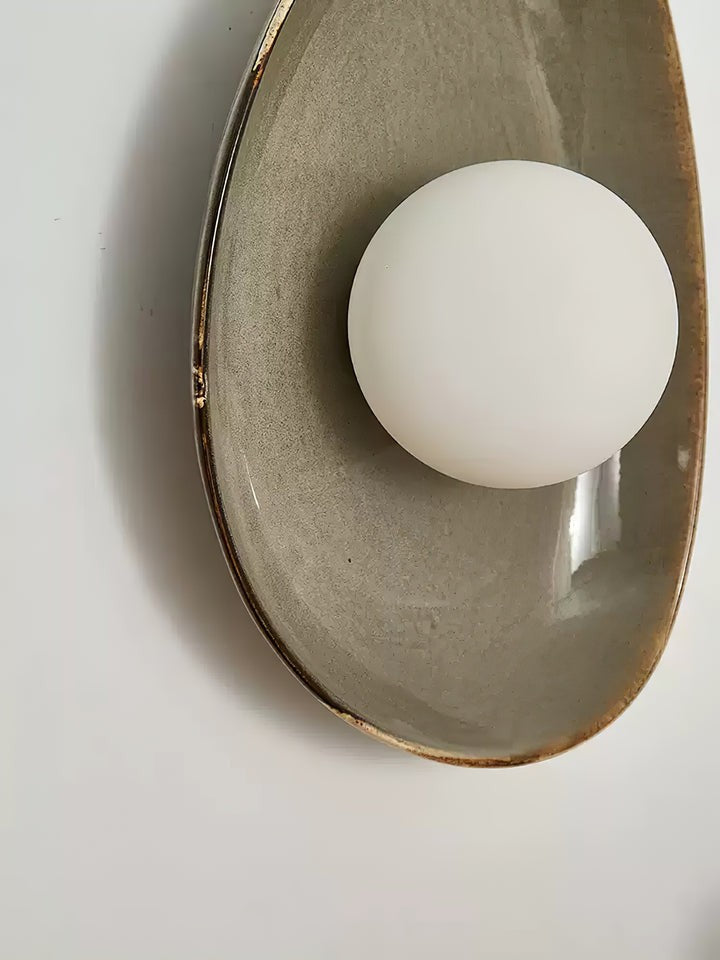 Stone-Inspired Ceramic Disc LED Wall Sconce