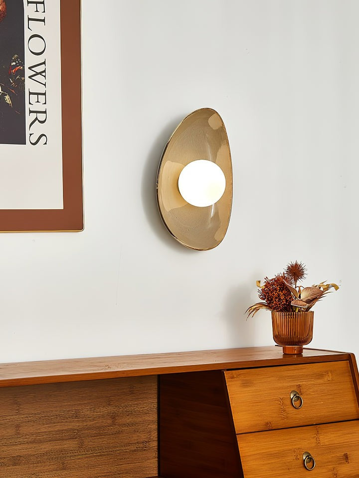 Stone-Inspired Ceramic Disc LED Wall Sconce