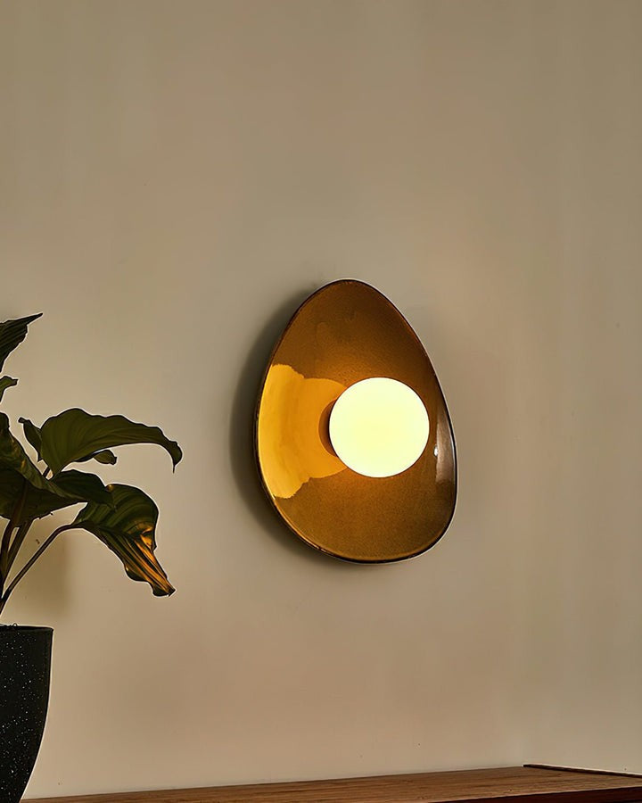 Stone-Inspired Ceramic Disc LED Wall Sconce