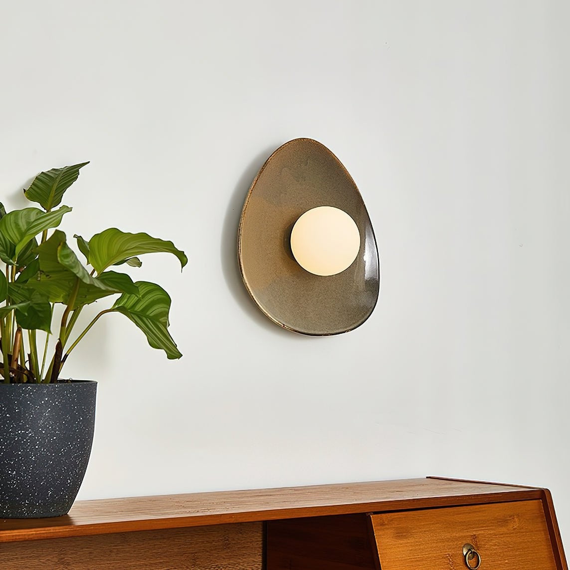Stone-Inspired Ceramic Disc LED Wall Sconce