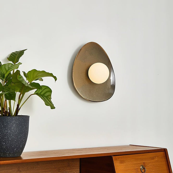 Stone-Inspired Ceramic Disc LED Wall Sconce