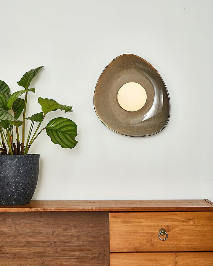 Stone-Inspired Ceramic Disc LED Wall Sconce
