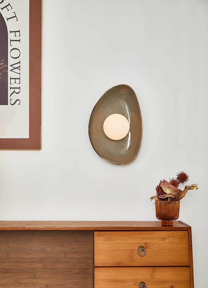 Stone-Inspired Ceramic Disc LED Wall Sconce