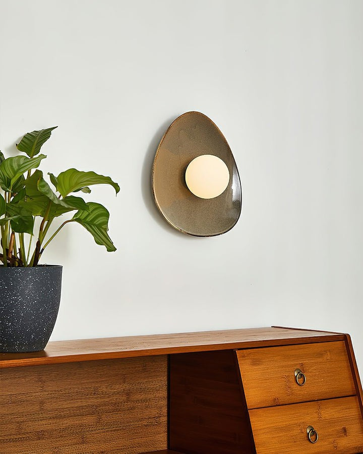 Stone-Inspired Ceramic Disc LED Wall Sconce
