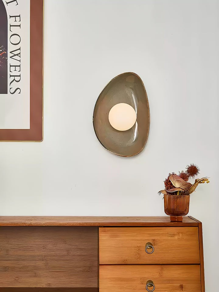 Stone-Inspired Ceramic Disc LED Wall Sconce