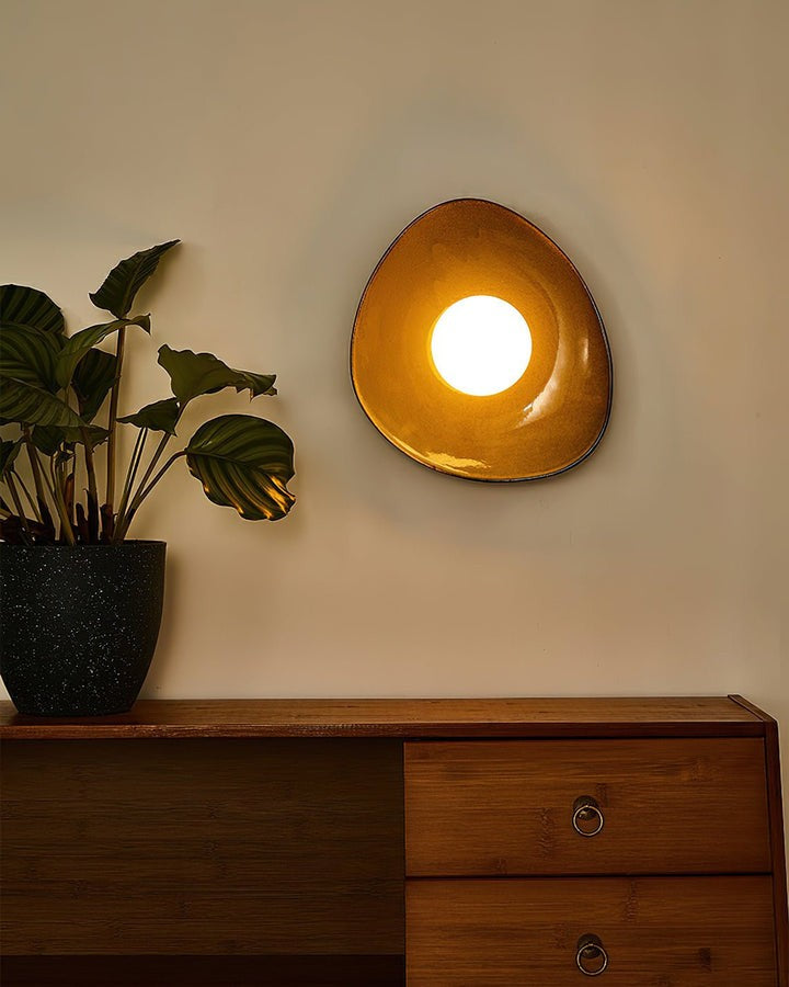Stone-Inspired Ceramic Disc LED Wall Sconce