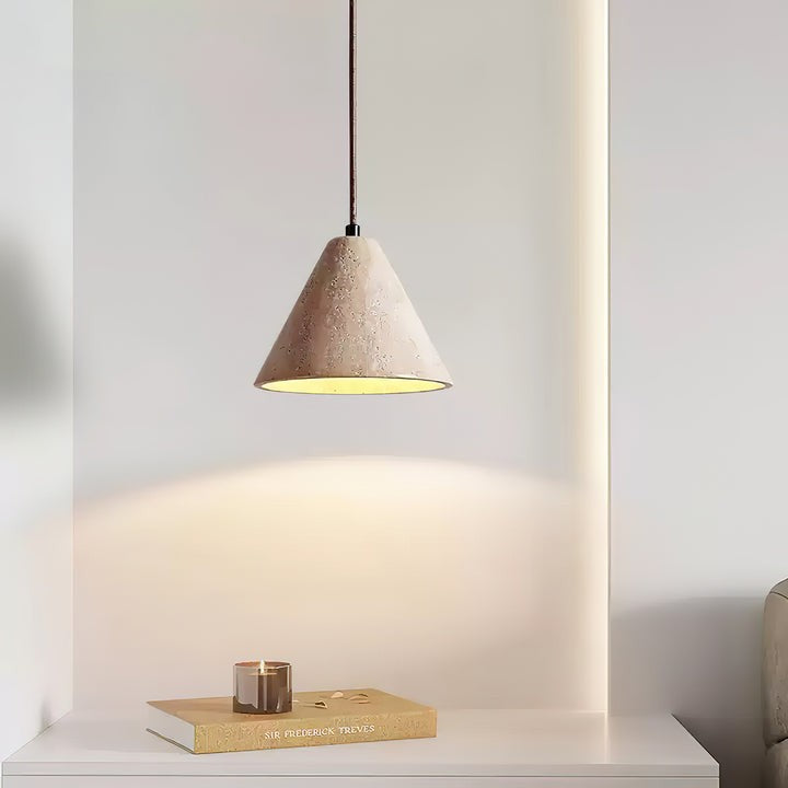 Tapered Yellow Travertine Pendant Light