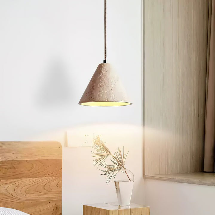 Tapered Yellow Travertine Pendant Light