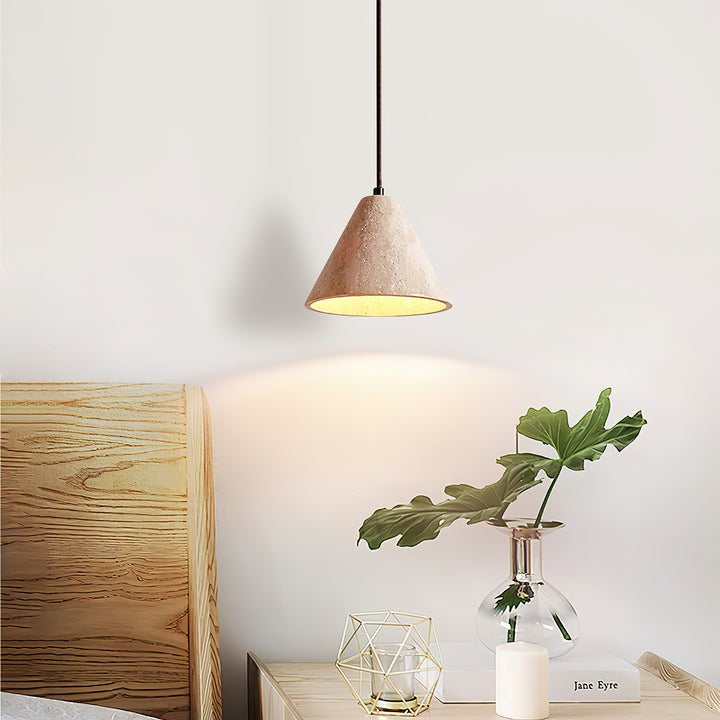 Tapered Yellow Travertine Pendant Light