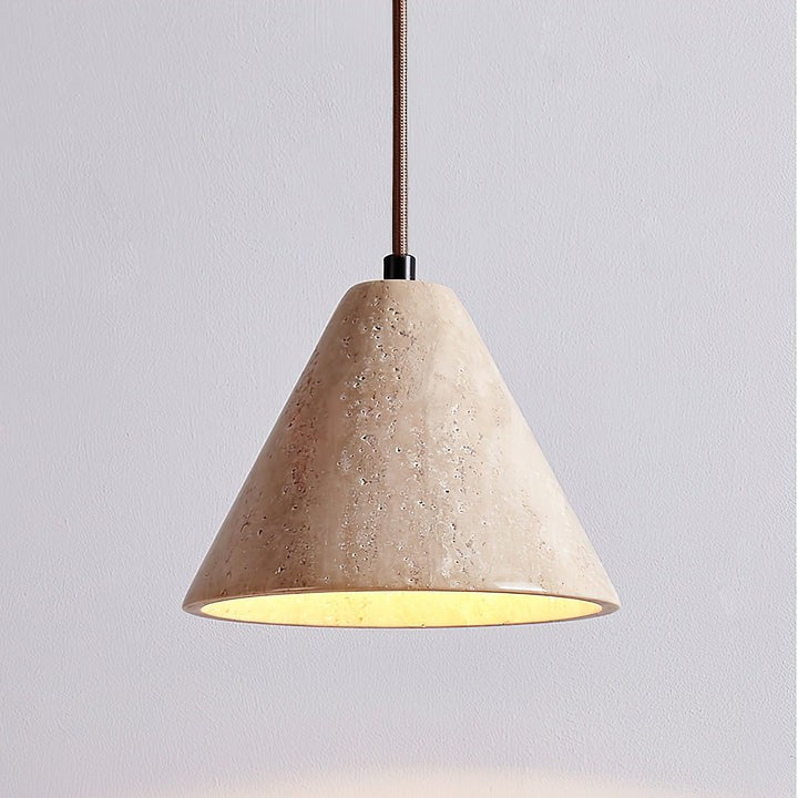 Tapered Yellow Travertine Pendant Light