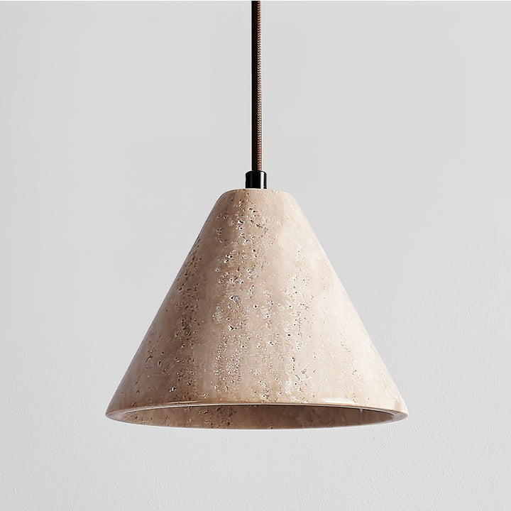 Tapered Yellow Travertine Pendant Light