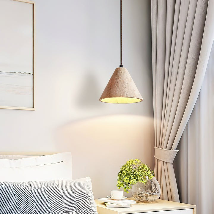 Tapered Yellow Travertine Pendant Light