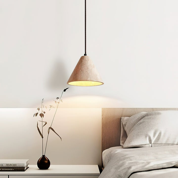 Tapered Yellow Travertine Pendant Light