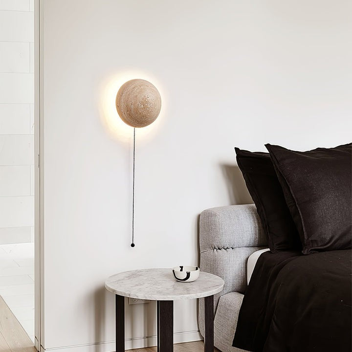 Travertine Sphere LED Wall Sconce
