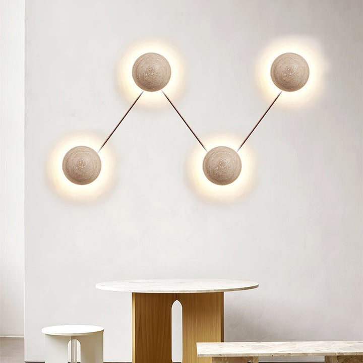 Travertine Sphere LED Wall Sconce