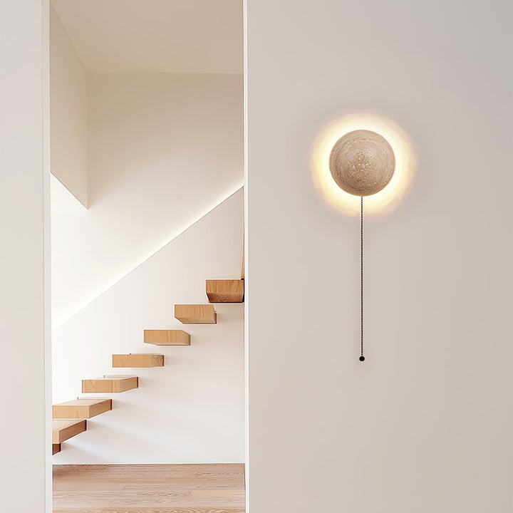 Travertine Sphere LED Wall Sconce