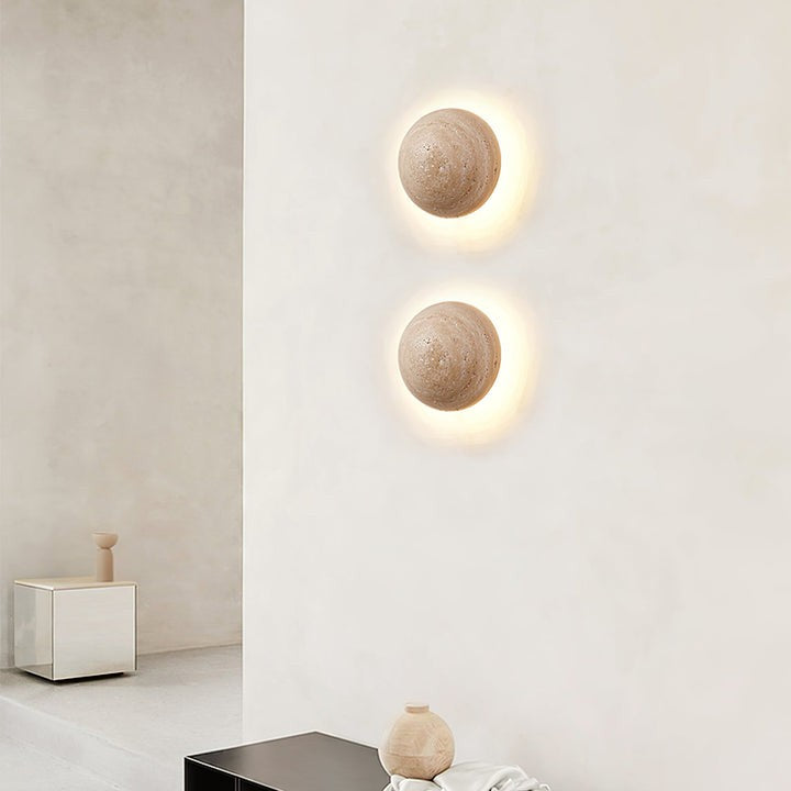 Travertine Sphere LED Wall Sconce