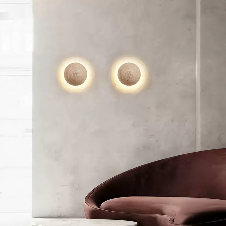 Travertine Sphere LED Wall Sconce
