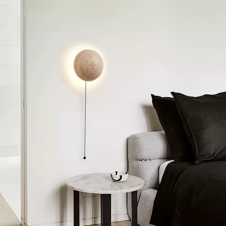Travertine Sphere LED Wall Sconce
