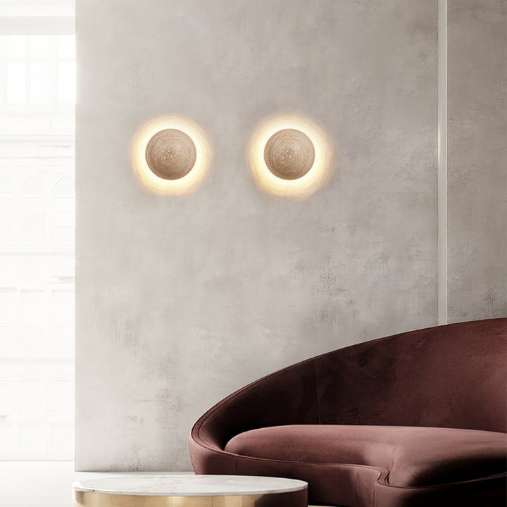 Travertine Sphere LED Wall Sconce