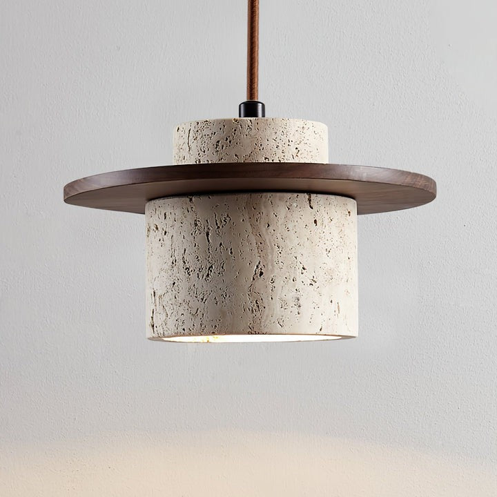 Travertine & Wood Duo Pendant Light