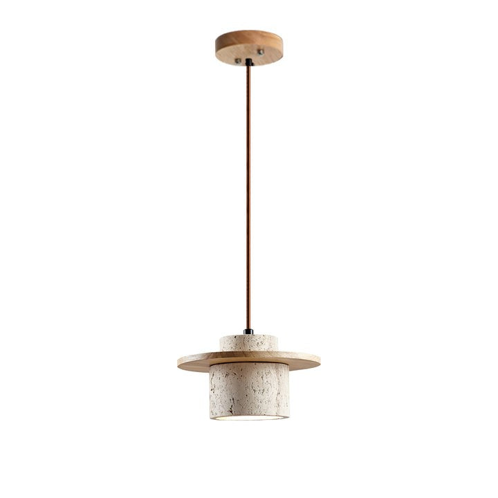 Travertine & Wood Duo Pendant Light