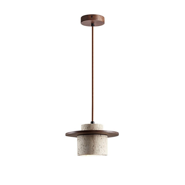 Travertine & Wood Duo Pendant Light