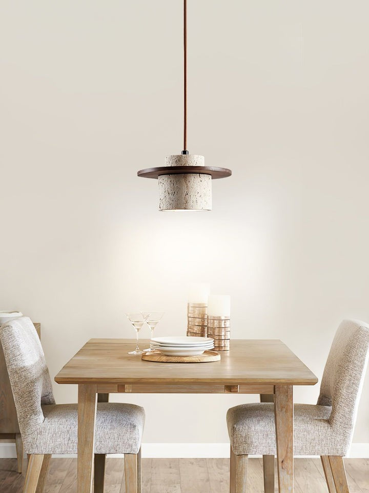 Travertine & Wood Duo Pendant Light