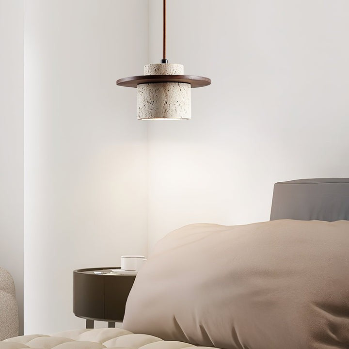Travertine & Wood Duo Pendant Light
