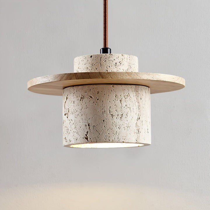 Travertine & Wood Duo Pendant Light