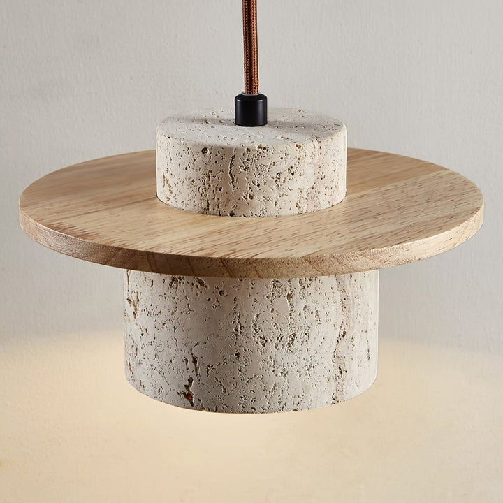 Travertine & Wood Duo Pendant Light