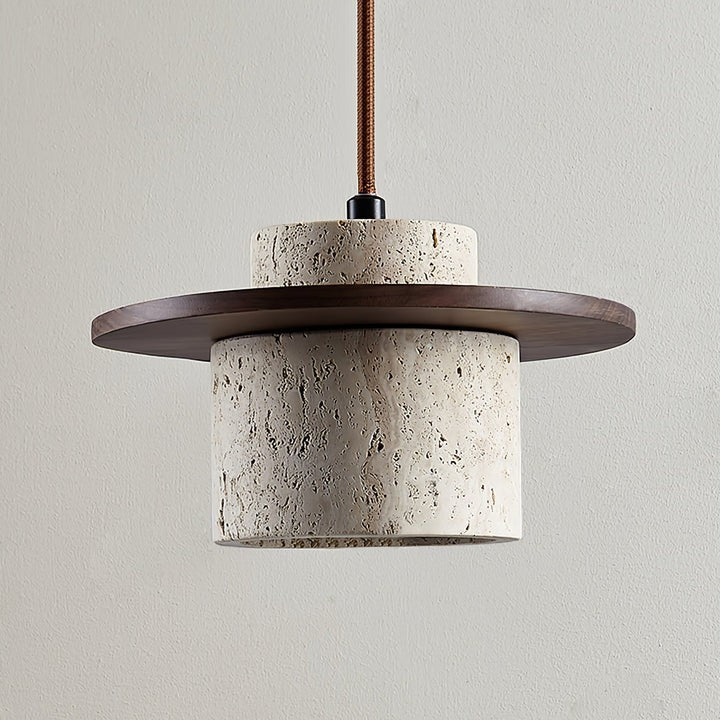 Travertine & Wood Duo Pendant Light